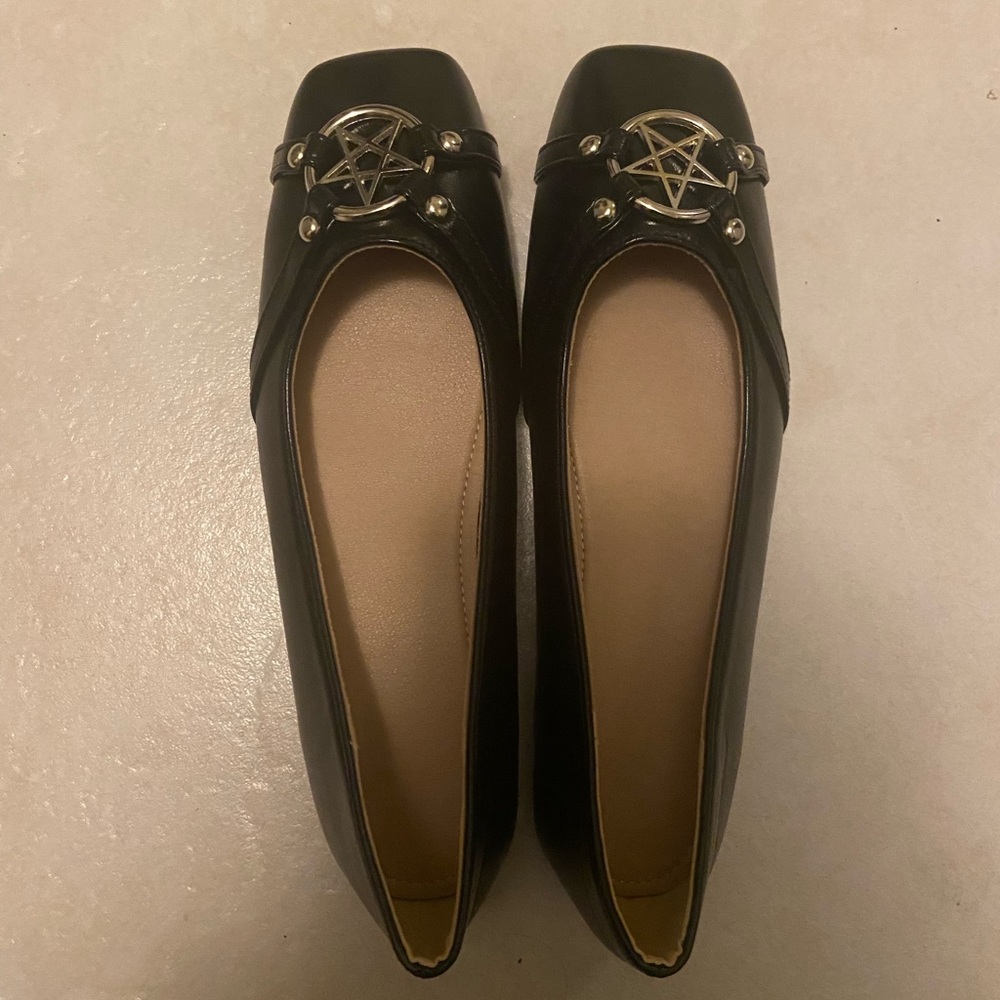 Black Pentagram Flats Goth Punk Emo